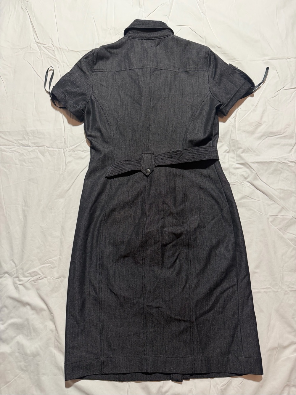 Calvin Klein Shirt Dress Button Womens S Dark Gray Charcoal Short Sleeve Belted - Picture 4 of 4